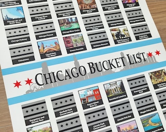 Chicago Bucket List Scratch Off Poster: Windy City Travel Map, Moving to Chicago