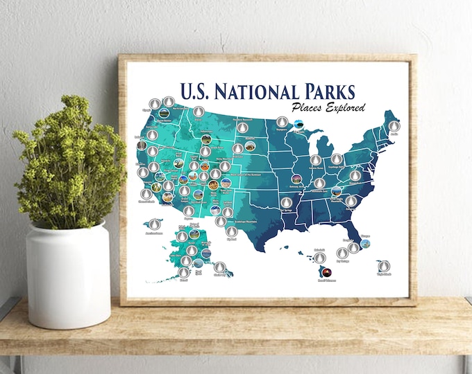 National Parks Scratch Off Map: US Travel Tracker, Camper Size (8x10)