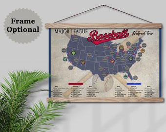 Baseball Stadium Tour Map Pro Baseball Stadium Scratch Off Tour Map Ballpark Stadium | Etsy Ireland