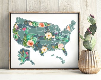 Cactus U.S. Travel Map Print: Scratch-Off Poster (8x10)