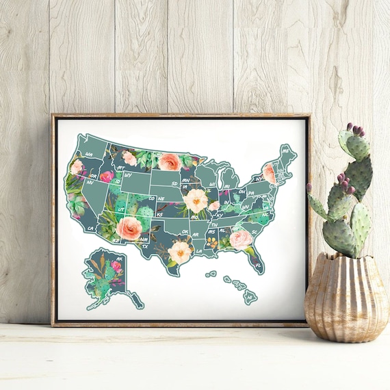 Cactus U.S. Travel Map Print: Scratch-Off Poster (8x10) - Etsy.de