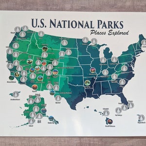 CLEARANCE 8x10 U.S. National Parks Scratch Off Travel Map Camper Size / RV National Park Bucket List Poster, National Park checklist image 4