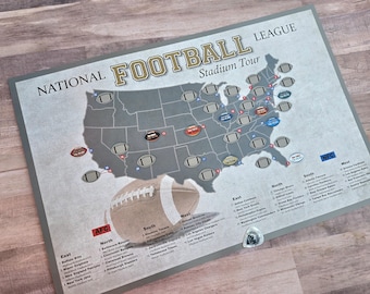 Pro Football Stadium Scratch Off Map: Bucket List Poster (12x18), Football Decor Fan Gift