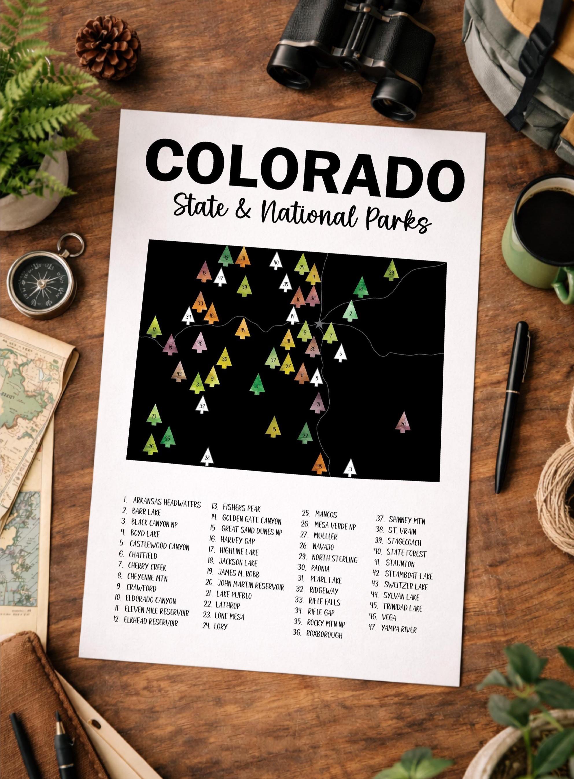 Colorado State Parks Sticker Map, Track Your Travel, Bucket List Gift
