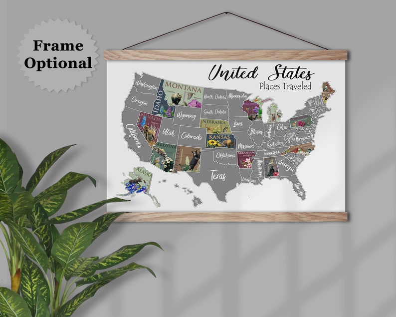 USA Scratch Off Map State Symbols map United States Poster Educational travel scratch off poster Places Traveled Map Scratch off poster image 4
