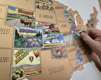 U.S. Scratch Off Map, 50 States Travel Bucket List Poster, Couples Travel, RV/Camper Decor