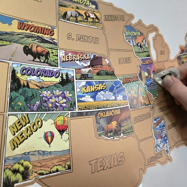 U.S. Scratch Off Map, 50 States Travel Bucket List Poster, Couples Travel, RV/Camper Decor
