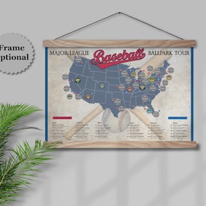 Baseball Stadium Scratch off Map: Ballpark Tracker Bucket List Poster ...