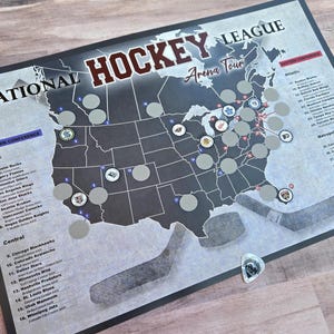 Pro Hockey Arena Scratch Off Map: NHL Fan Gift, Hockey Bucket List (12x18in Poster)