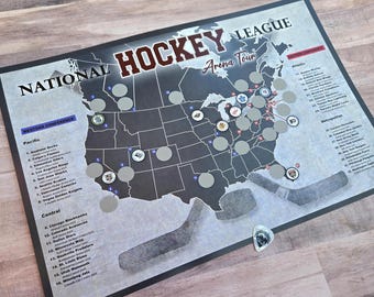 Pro Hockey Arena Scratch Off Map: NHL Fan Gift, Hockey Bucket List (12x18in Poster)