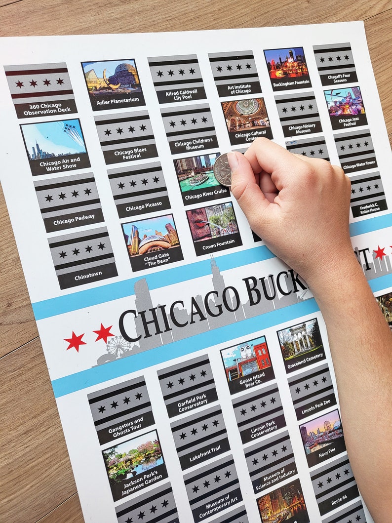 Chicago Bucket List Chicago Scratch off Poster Chicago Etsy