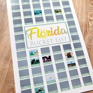 Florida Scratch Off Poster; Florida Bucket List; Florida Housewarming Gift; Florida Travel Map; The Sunshine State; Miami, Orlando, Tampa