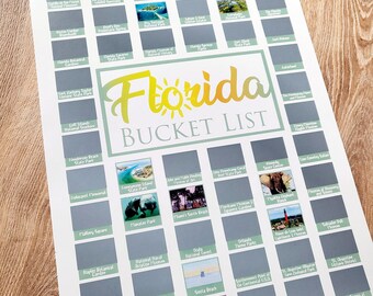 Florida Scratch Off Poster; Florida Bucket List; Florida Housewarming Gift; Florida Travel Map; The Sunshine State; Miami, Orlando, Tampa