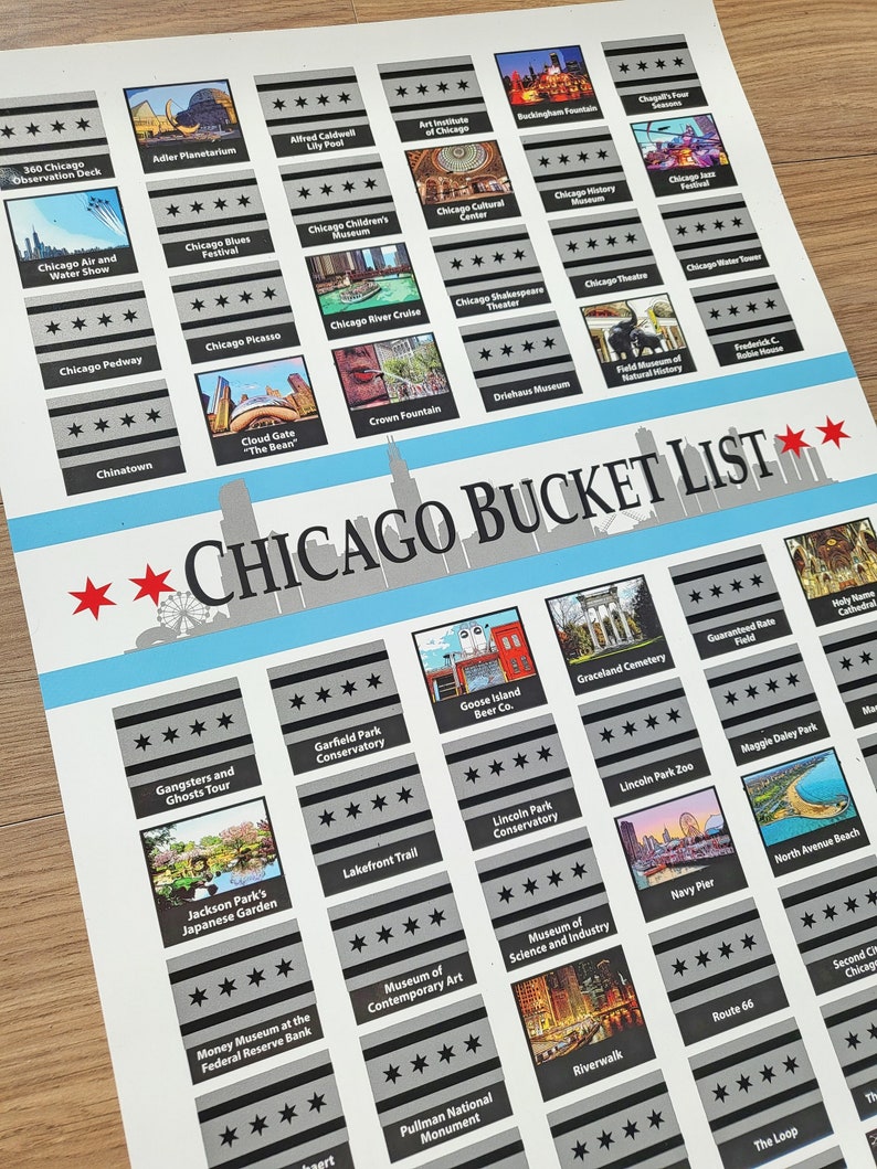 Chicago Bucket List Chicago Scratch off Poster Chicago Etsy