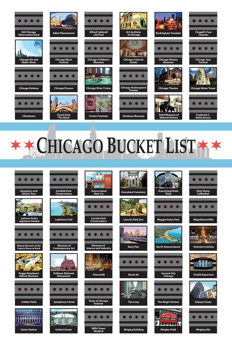 Chicago Bucket List Chicago Scratch off Poster Chicago Etsy