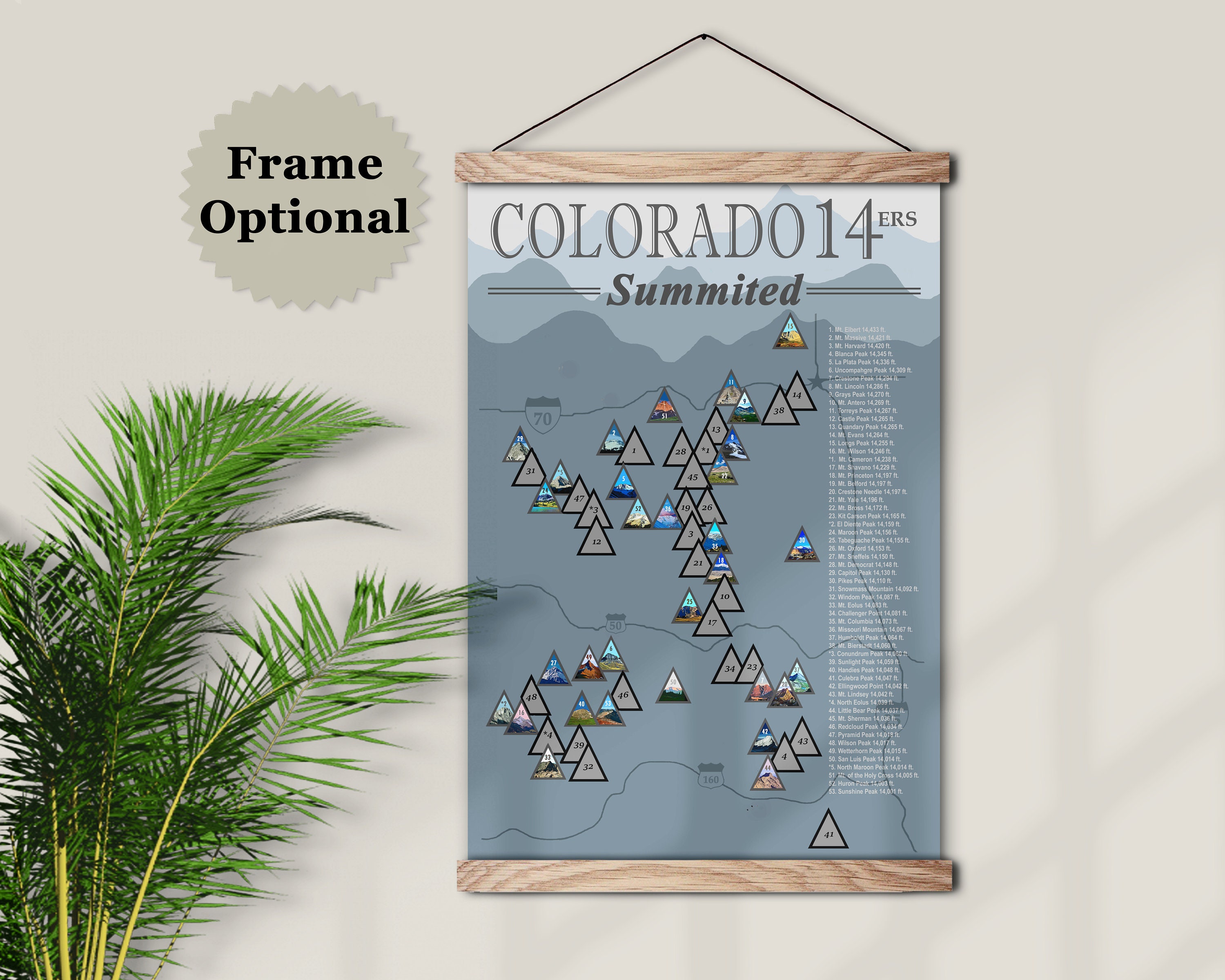 Colorado 14er Bucket List Wooden Puzzle Map | 58 India