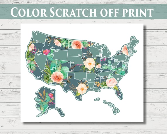 Cactus U.S. Travel Map Print: Scratch-off Poster (8x10) - Etsy UK