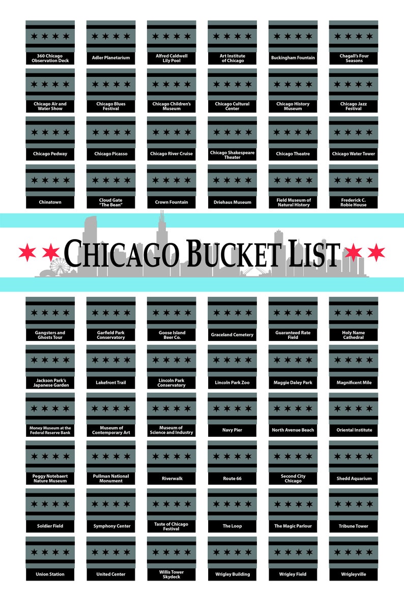 Chicago Bucket List Chicago Scratch off Poster Chicago Etsy