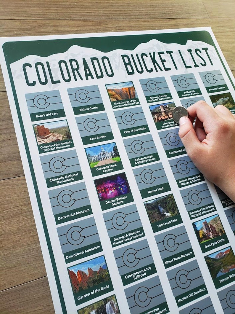 Colorado Bucket List Colorado Scratch Off Poster Colorado Housewarming Gift Colorado Travel Map Denver Colorado Springs Colorado Art image 1