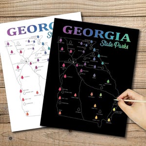 Georgia State Parks Scratch Off Map: Travel Bucket List Poster, Georgia Hiking Gift (11x14)