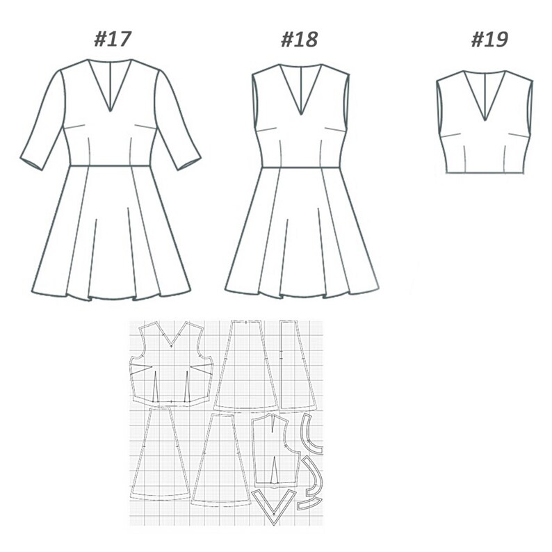 Basic Sewing Pattern for Dress Shirt Skirt Shorts Vneck Etsy Canada