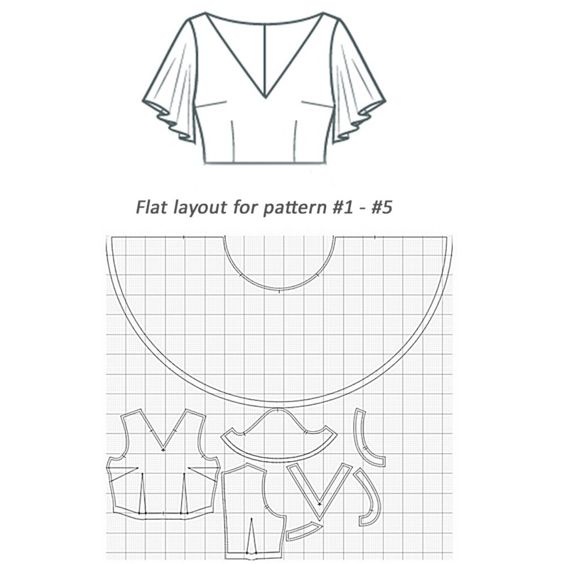 Basic Sewing Pattern for Dress Shirt Skirt Shorts Vneck Etsy Canada