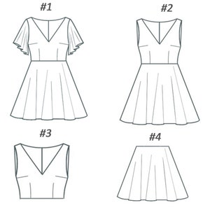 Basic Sewing Pattern for Dress, Shirt, Skirt, Shorts, V-neck Dress ...