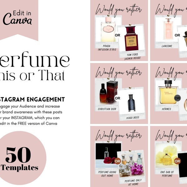 50 Perfume This or That Instagram Template | Perfume Social Media Post | Perfume Instagram Post | Perfume Canva Template |