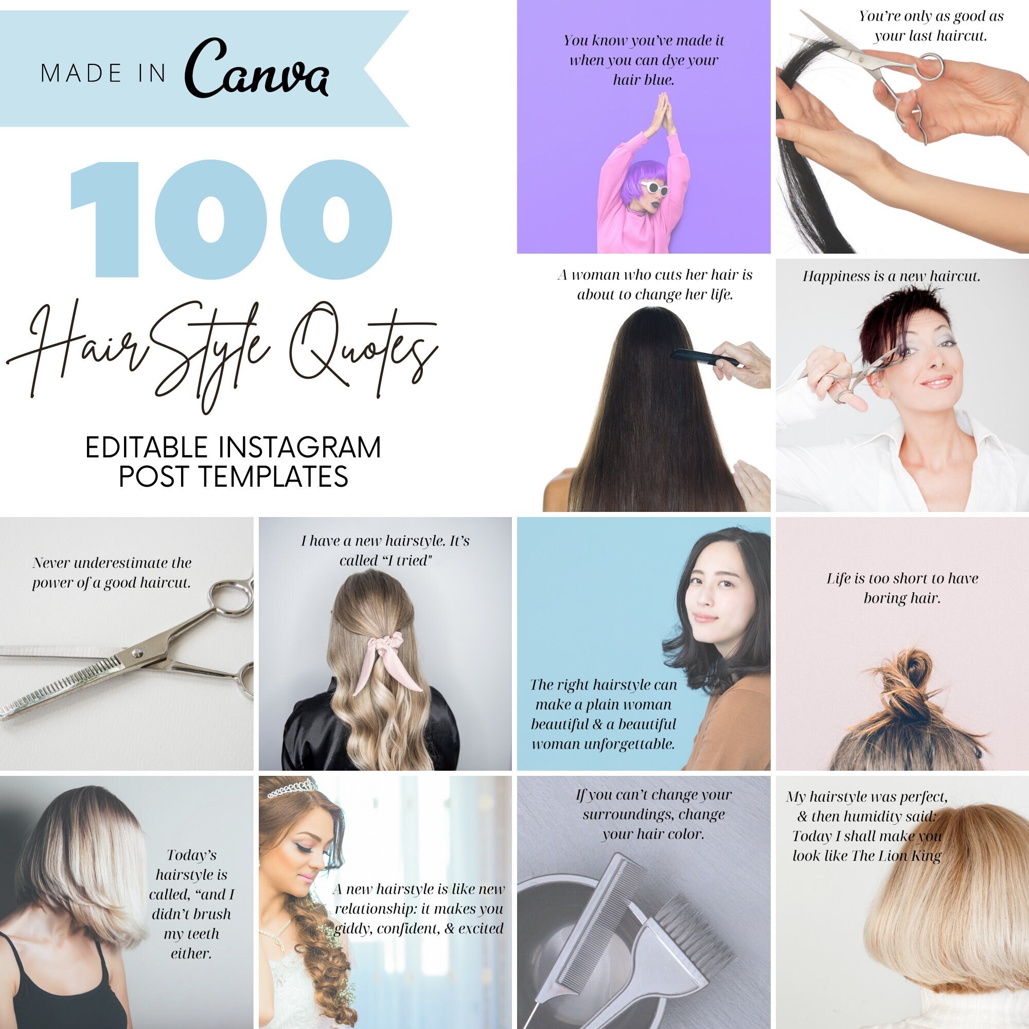 100 Instagram Hairstyle Quote Templates Editable Quote Pack - Etsy 100 Instagram Hairstyle Quote Templates Editable Quote Pack - Etsy