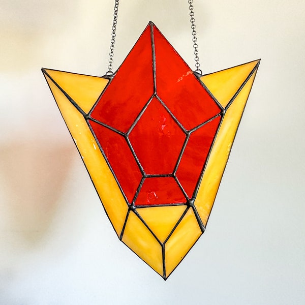 Stained glass Zelda spiritual stones red and yellow glass, Decoration, glass