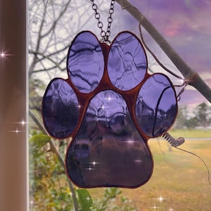 Stained glass paw print, animal print, cat, dog, pet, animal lover, gift, Mother’s Day, christmas gift, memorial