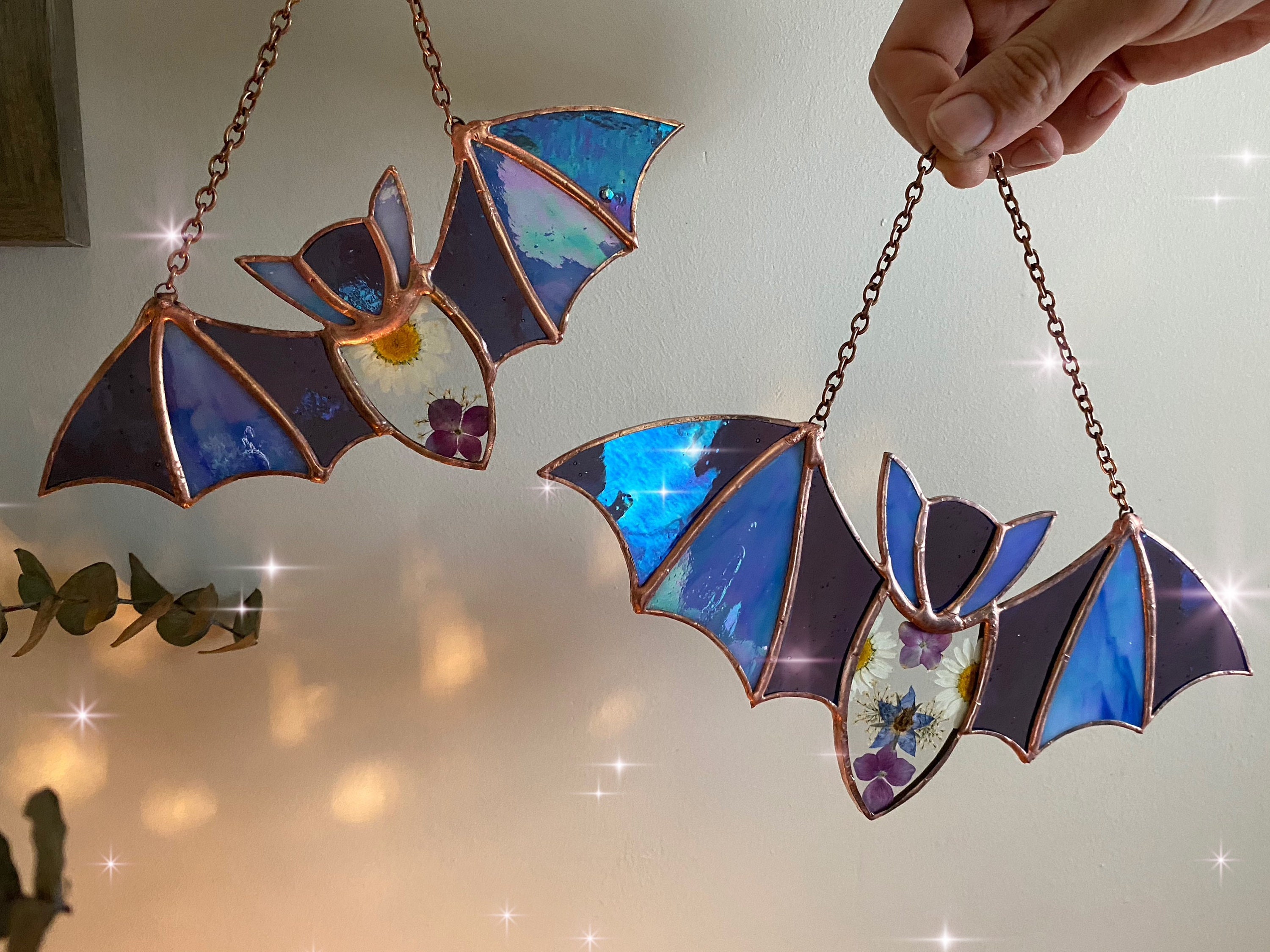 Halloween Bat And Moon Stained Glass Spooky Home Decoration Window Decor Gift For