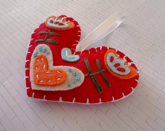 Scandi heart felt Christmas ornament cute heart Christmas gift