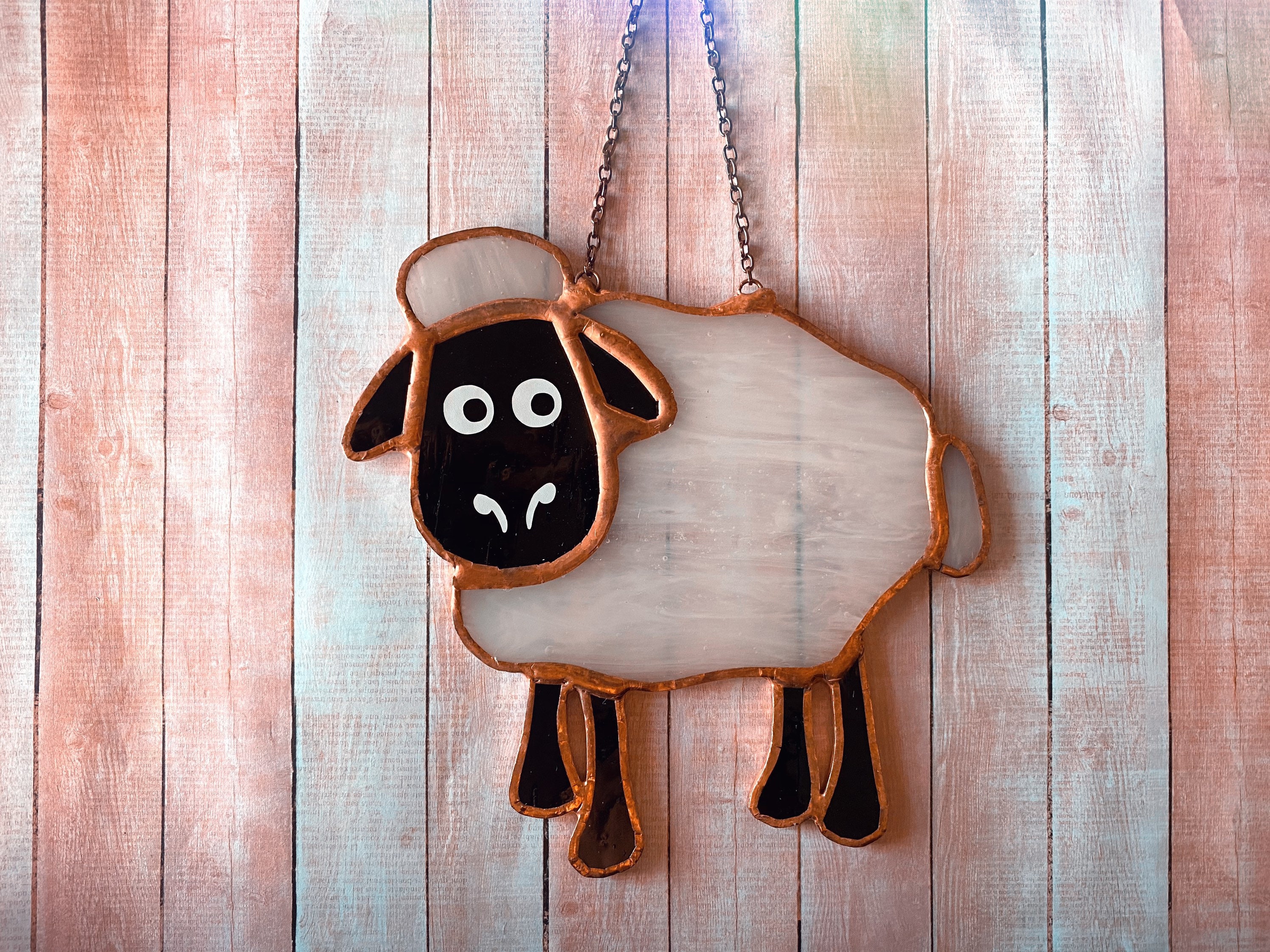 ステンドグラスパネル 少女と羊 【公式通販】