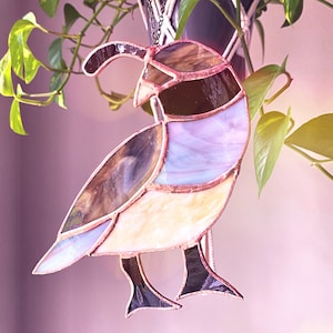 Stained Glass Quail Bird, Ornament, Decoration, Suncatcher, Gift
