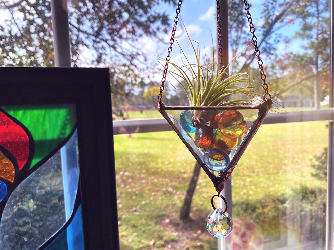 Stained Glass Prism Air Plant Holder Sun Catcher Rainbow Maker - Etsy