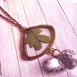 Pressed Ginkgo Leaf Ornament: Stained Glass Crystal Rainbow Maker