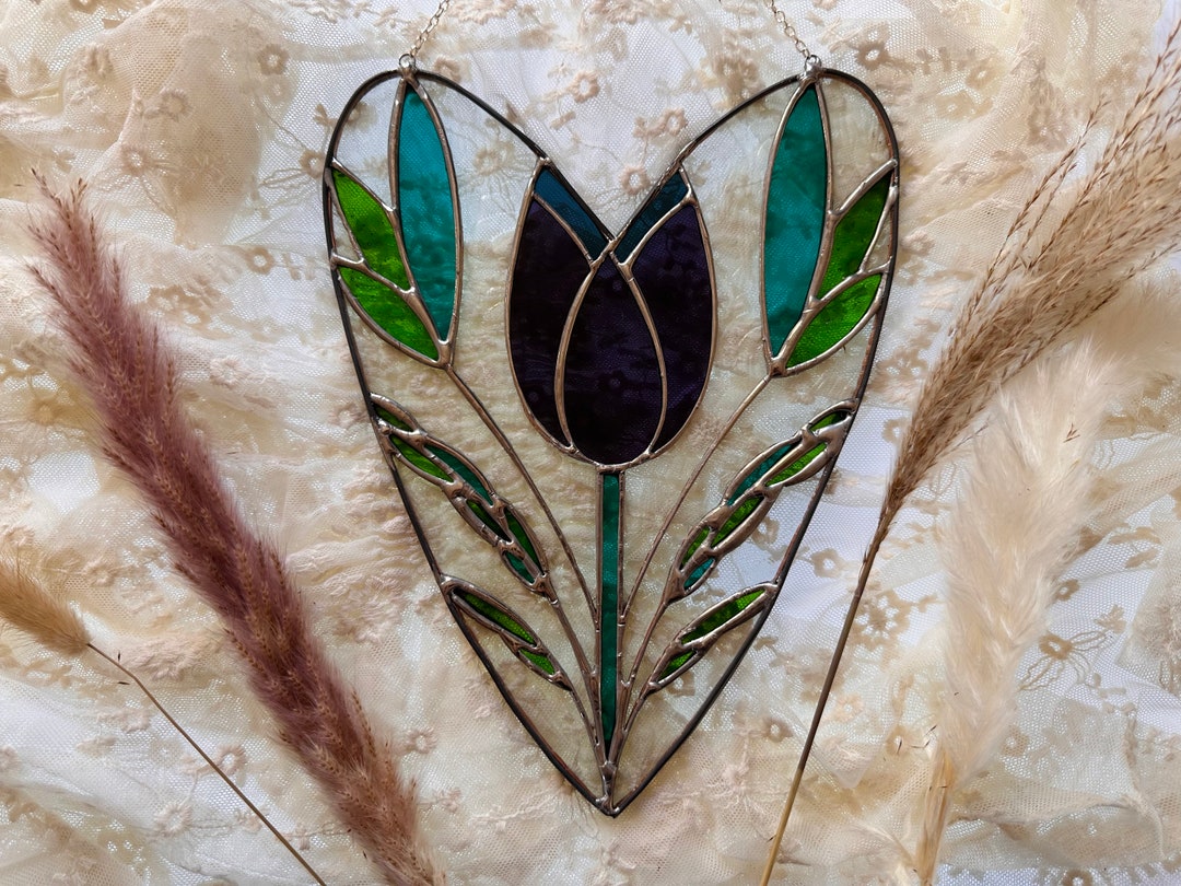 Stained Glass Heart Sun Catcher, Heart, Valentines, Gift, Home Decor