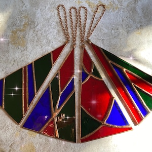 Stained glass Christmas tree ornaments, glass Christmas tree, stocking stuffer, Christmas decor, boho, traditional, gift