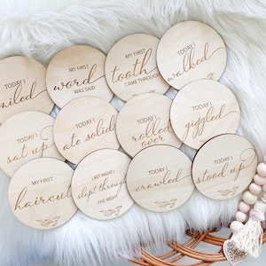 Discos de hitos para bebés, discos de desarrollo para bebés, marcadores de hitos para bebés, nuevo regalo para bebés, regalos para la nueva mamá, regalos de baby shower, accesorios para fotos para bebés