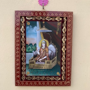 Picture Frame Goddess Sita, Indian Deity Vintage Photo Frame, Wooden Hindu Religious God Holy Photo, Collectibles Art Pooja Decor - 9 x 12"