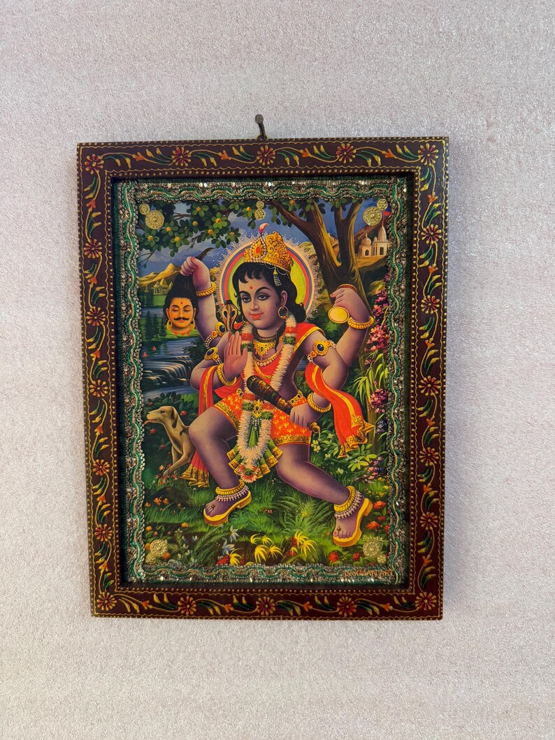 Vintage Sri Bhatuk Bhairava Photo in Hand-painted Wooden Frame (9x12 ...