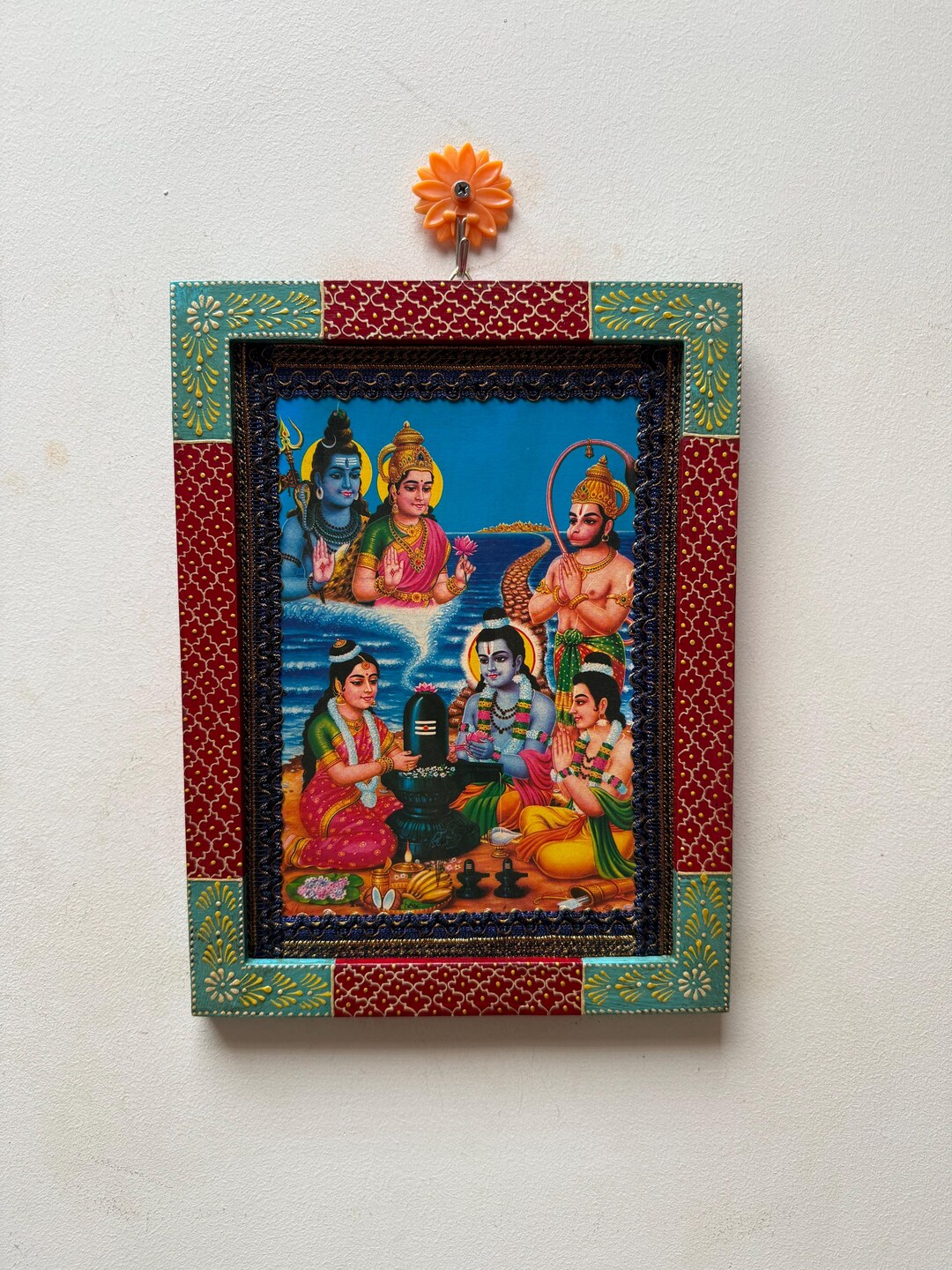 Vintage Hindu God Picture Frame: Handmade Religious Wall Decor (9 X 12 ...