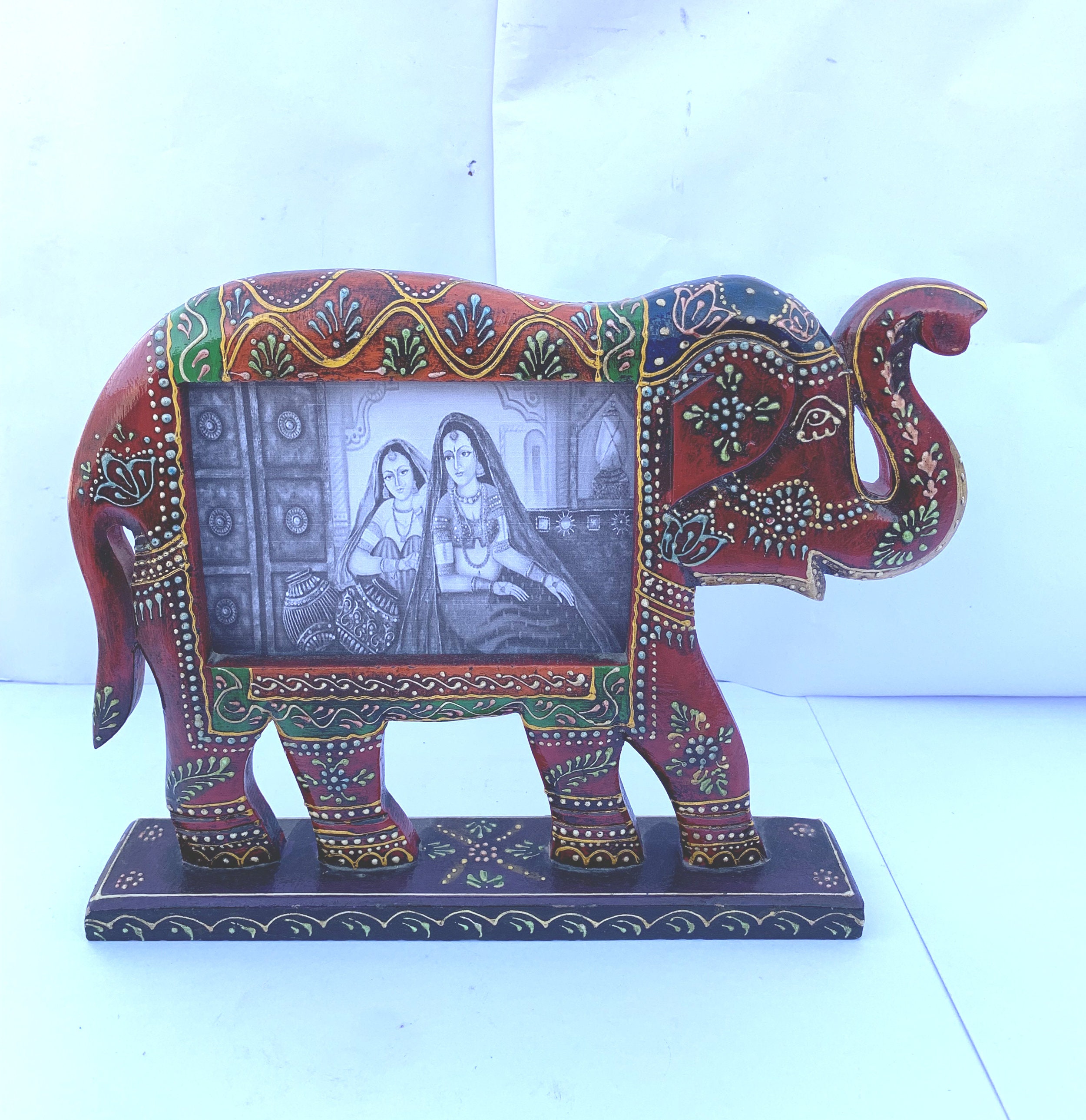 Wooden Elephant Design Photo Frame Handcrafted Hand Painted Etsy