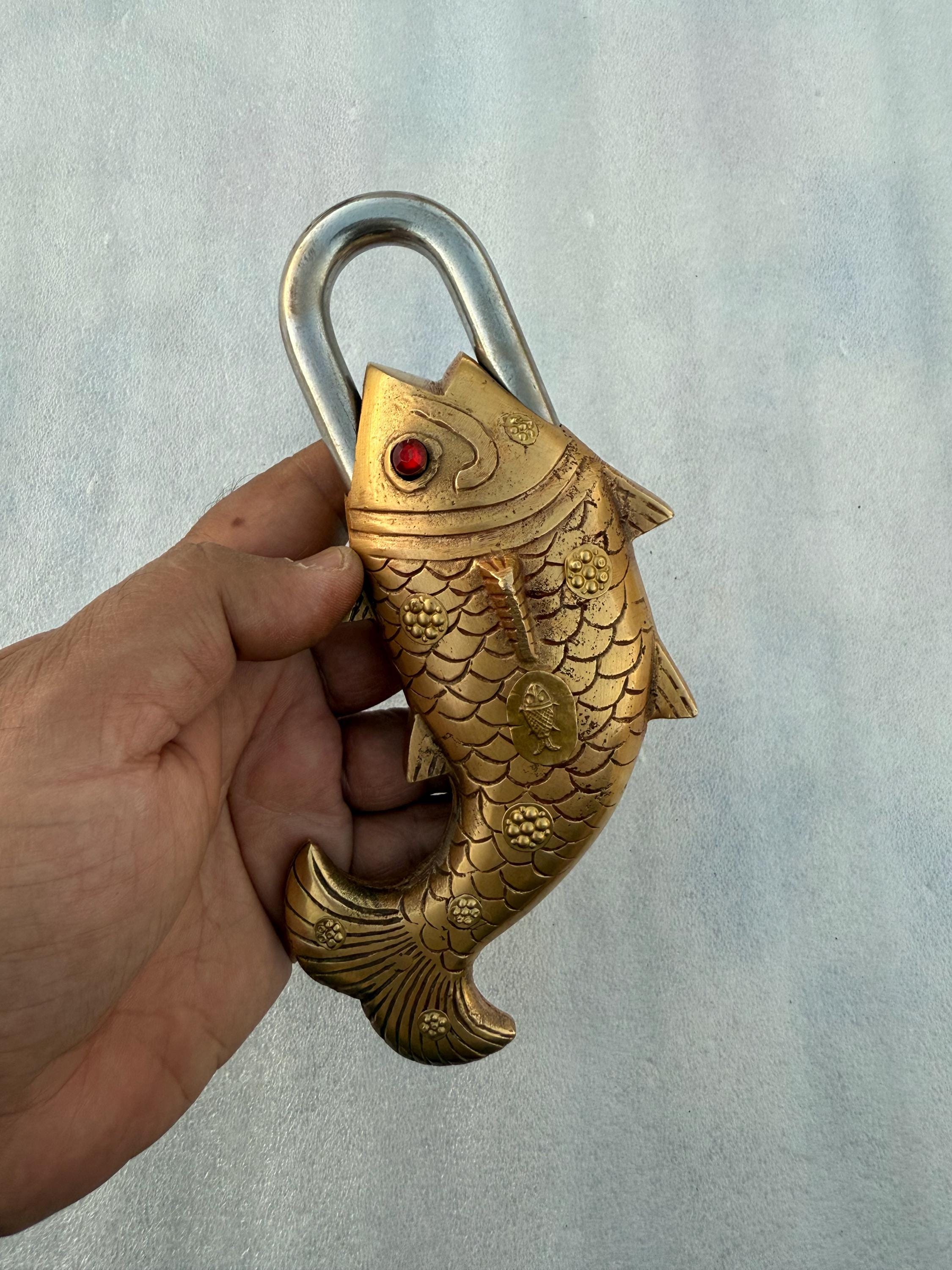 Fish Shaped Brass Lock, Antique Design Door Padlock With 2 Keys - Etsy