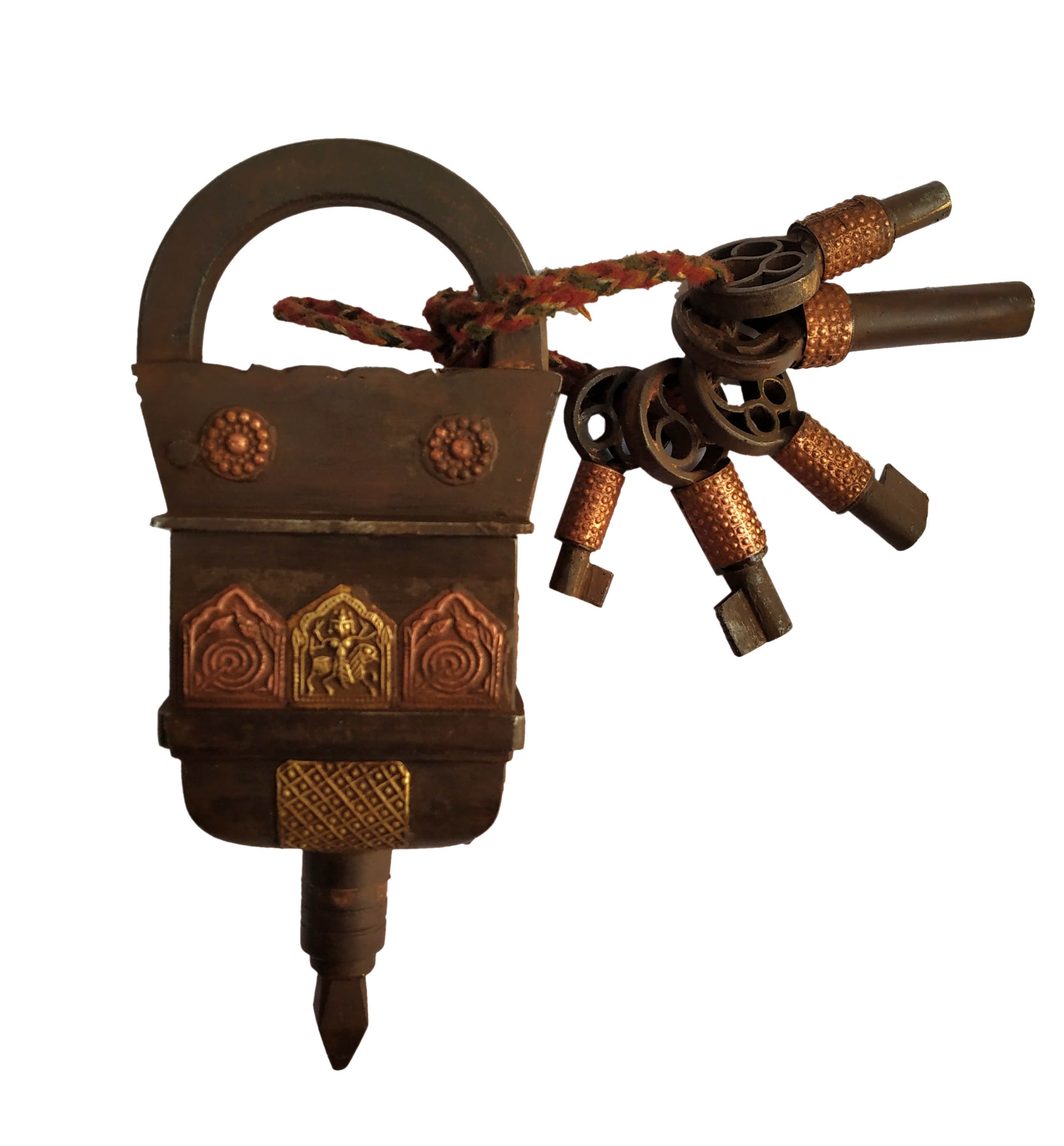 Laxman Art Lord Krishna Design Brass Lock Padlock Handmade Antique Design Unique Collectible Combination of Style & Security with 2 Keys Laxman Art Lord Krishna Design Brass Lock Padlock Handmade Antique Design Unique Collectible Combination of Style & Security with 2 Keys
