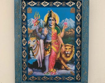 Goddess Dhumavati Photo, Vintage Indian shops Hindu God Photo, Indian Deity Photo, Wooden Religious Picture Frame Wall Decor Photo Frame-8x11