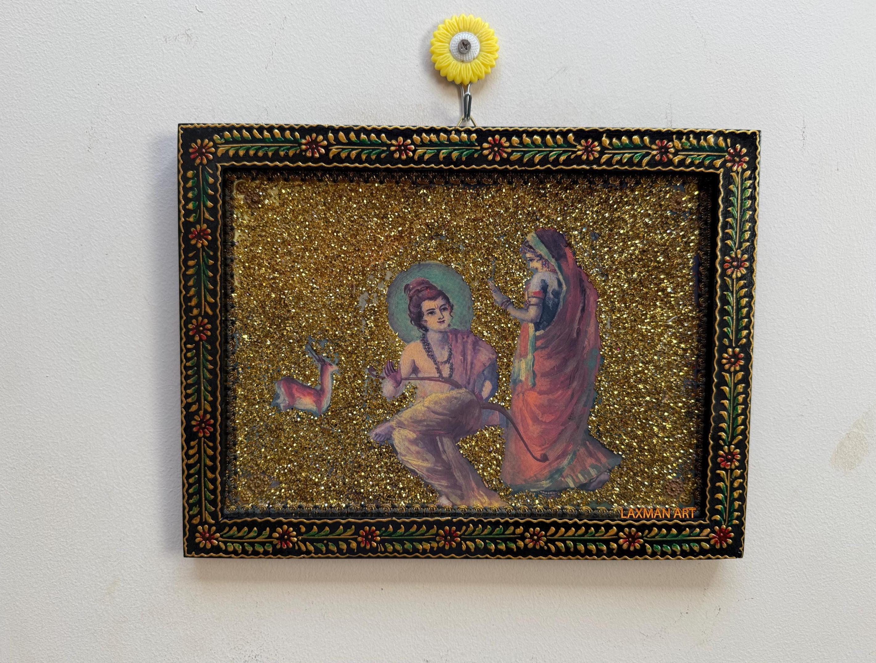 Vintage Rama Sita Picture Ramayana Scene Jai Work Wooden Hand-painted ...