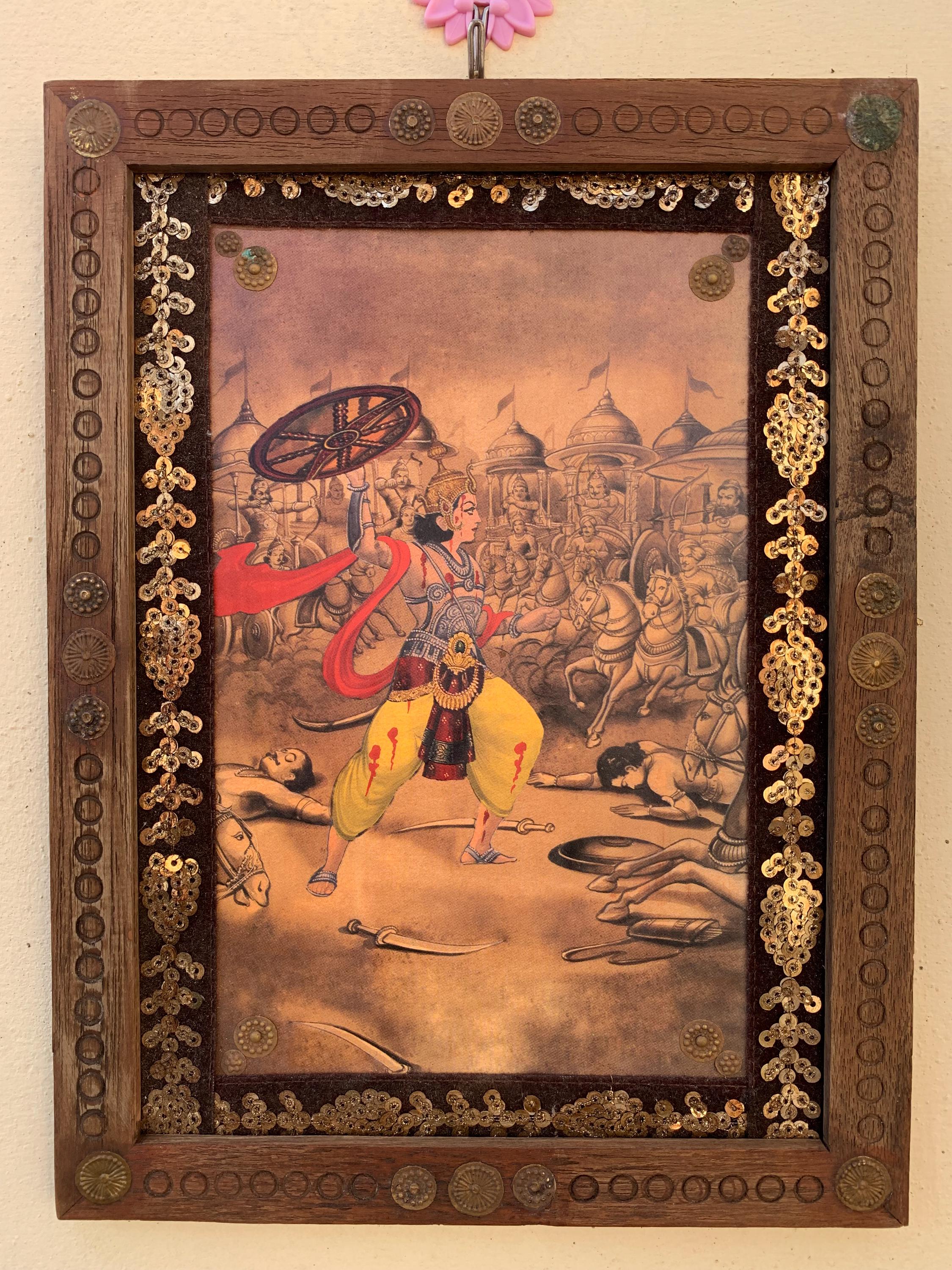 ヴィンテージ アビマニュ マハーバーラタ アート：ハンドメイド