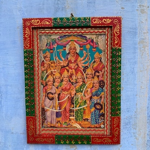 Nava Durga Photo Frame: Handmade Painted Wooden Wall Art (9x12&quot;)